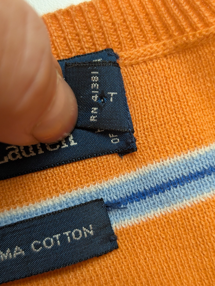 Pull Polo Ralph Lauren Col Rond Rayé Orange & Bleu 100% Coton Pima - Taille XXL