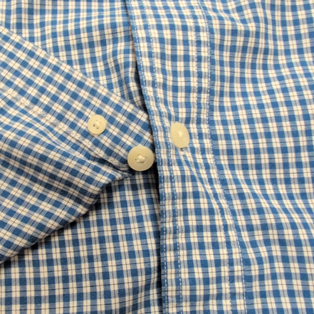 Chemise CHAPS Homme M à Carreaux Bleus et Blancs Manches Courtes Easy Care