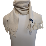 Écharpe Polo Ralph Lauren Blanc Cassé 100% Laine Logo Poney Marron