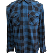 Chemise LEVI'S Western Flanelle Carreaux Bleu & Noir Manches Longues - Taille L