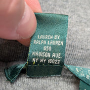 Pull LAUREN Ralph Lauren M gris coton Made in USA logo RL manches longues 