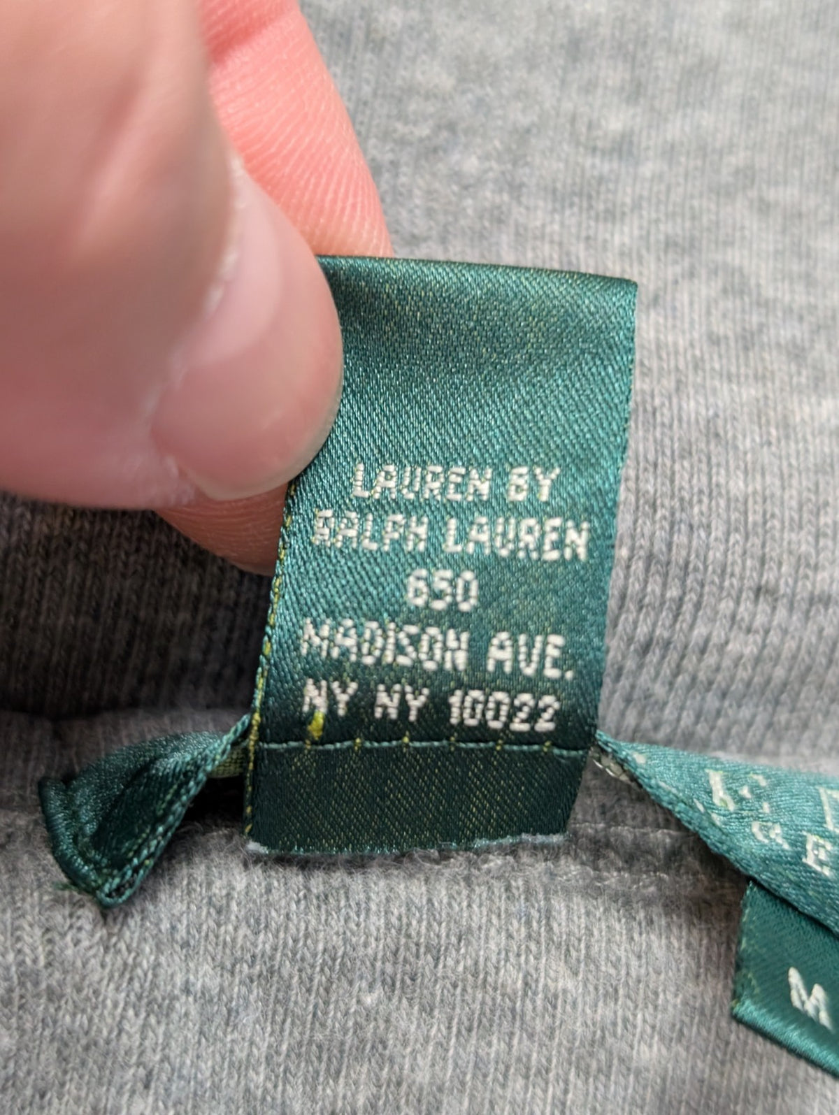Pull LAUREN Ralph Lauren M gris coton Made in USA logo RL manches longues 