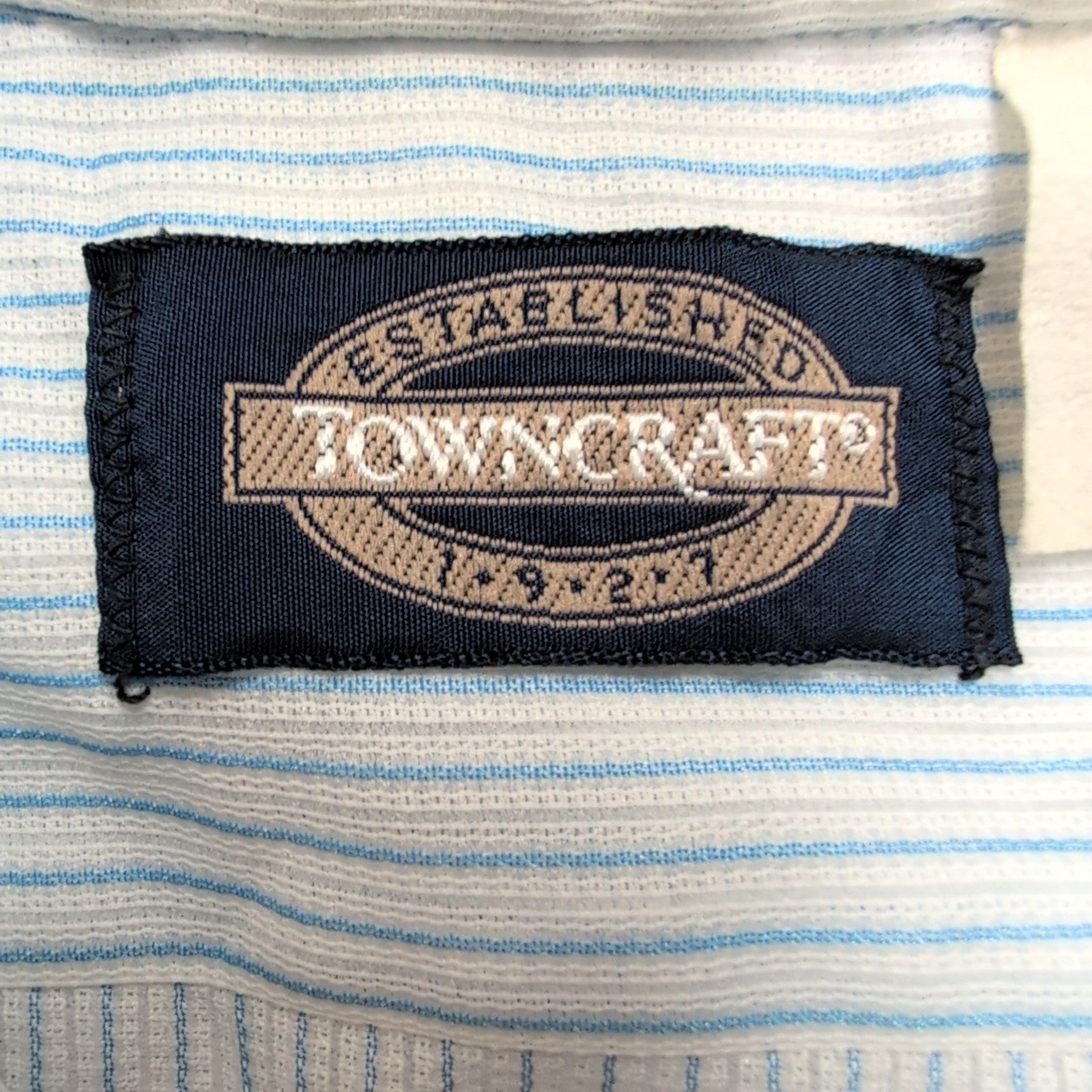 Chemise Towncraft Made in USA M Bleu Rayures Manches Courtes 2 Poches