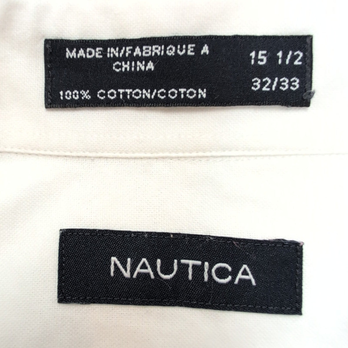 Chemise Nautica M L Blanche Unie 100% Coton Poche Manches Longues