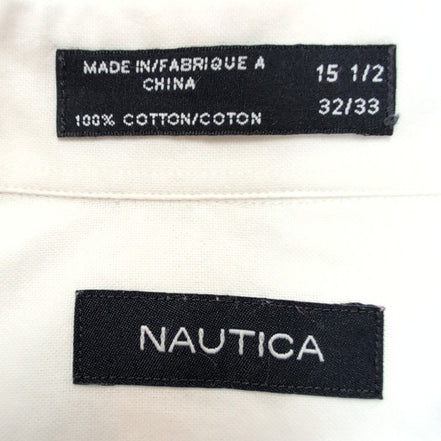 Chemise Nautica M L Blanche Unie 100% Coton Poche Manches Longues