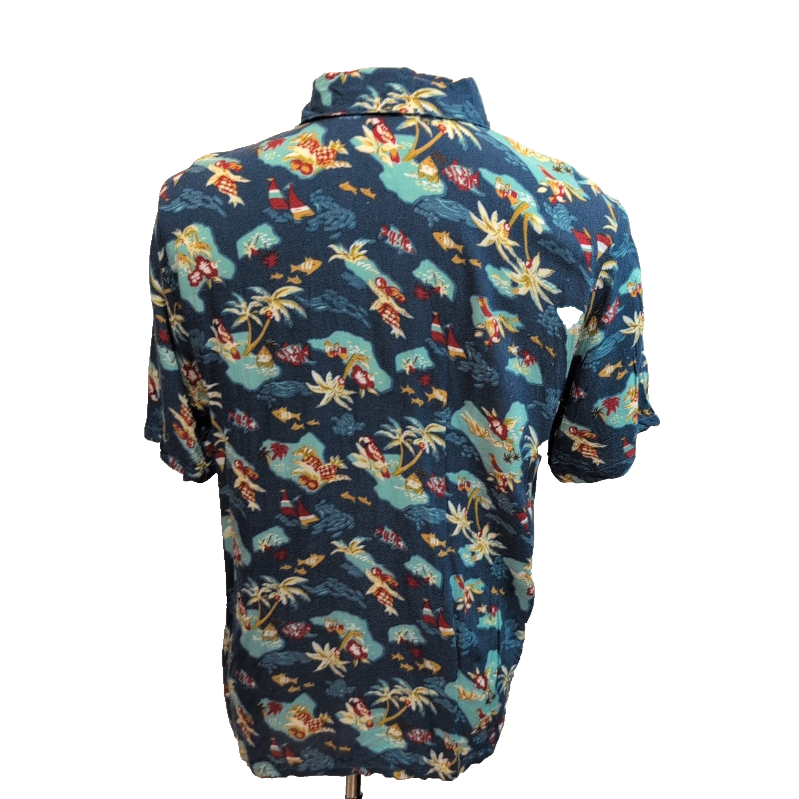 Chemise Hawaïenne Sun Fusion Rayonne Bleu Poissons Palmiers M
