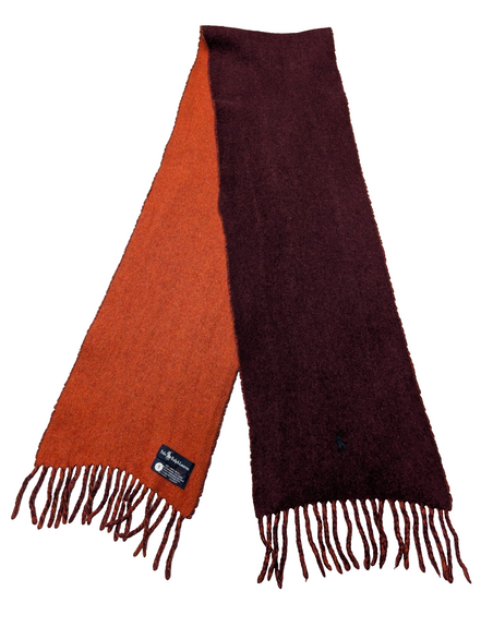 Écharpe Polo Ralph Lauren Réversible Laine d'agneau Bordeaux Orange Made Italy