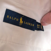 Chemise Ralph Lauren 3XL Tall Blanche Unie Logo Bleu Marine 100% Coton