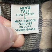 L.L. Bean Chamois Flanelle Coudes Réparés Vert Marron L USURE VINTAGE | 325S