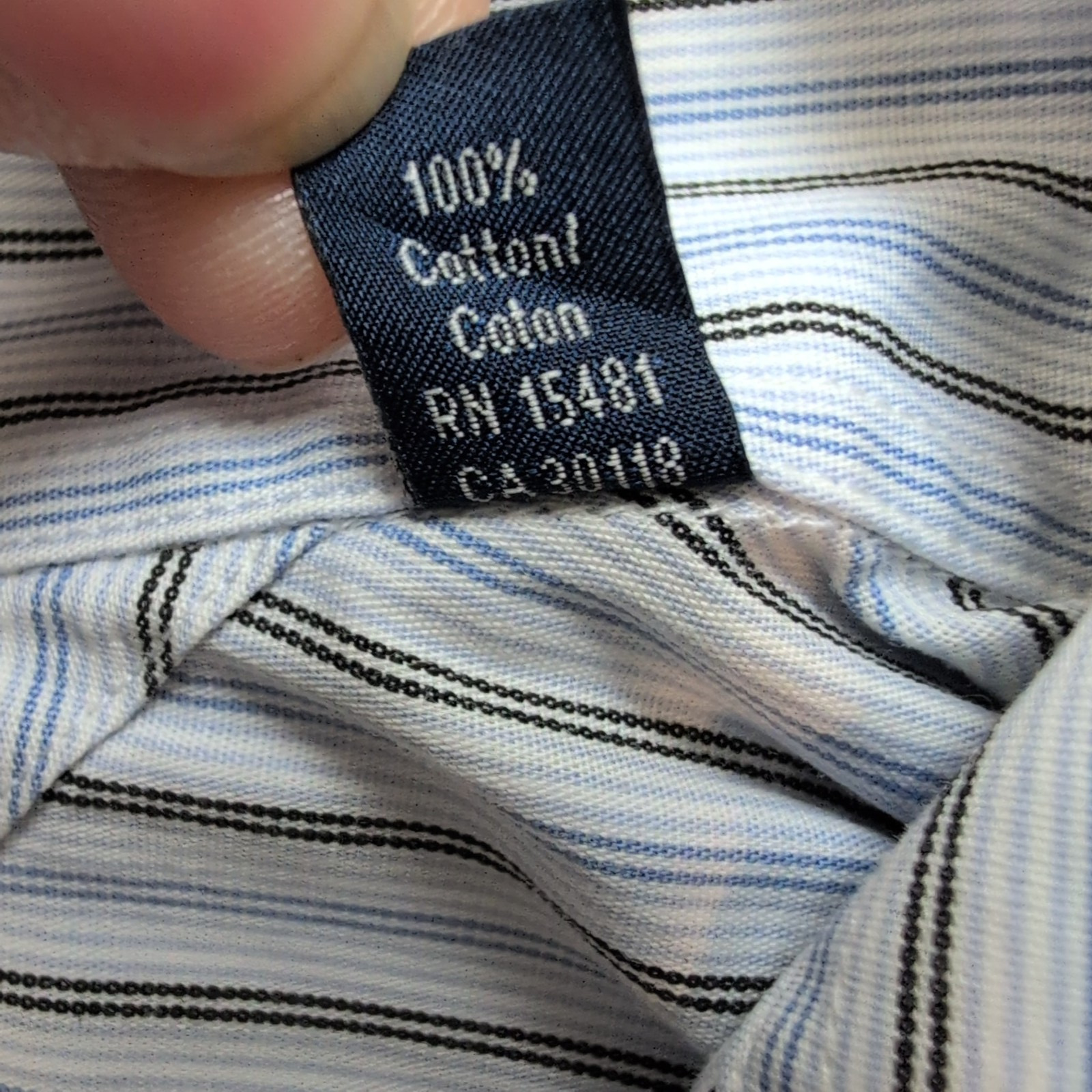 Chemise Tommy Hilfiger Rayures Bleues et Noires Manches Longues 1 Poche - T.L