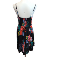 Robe d'été Tropicale Noire Fleurie Viscose Bretelles Réglables Taille M