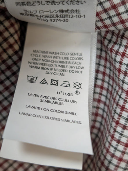 Chemise Ralph Lauren XXL Flanelle Carreaux Rouge Noir Shirt Button Down 3153