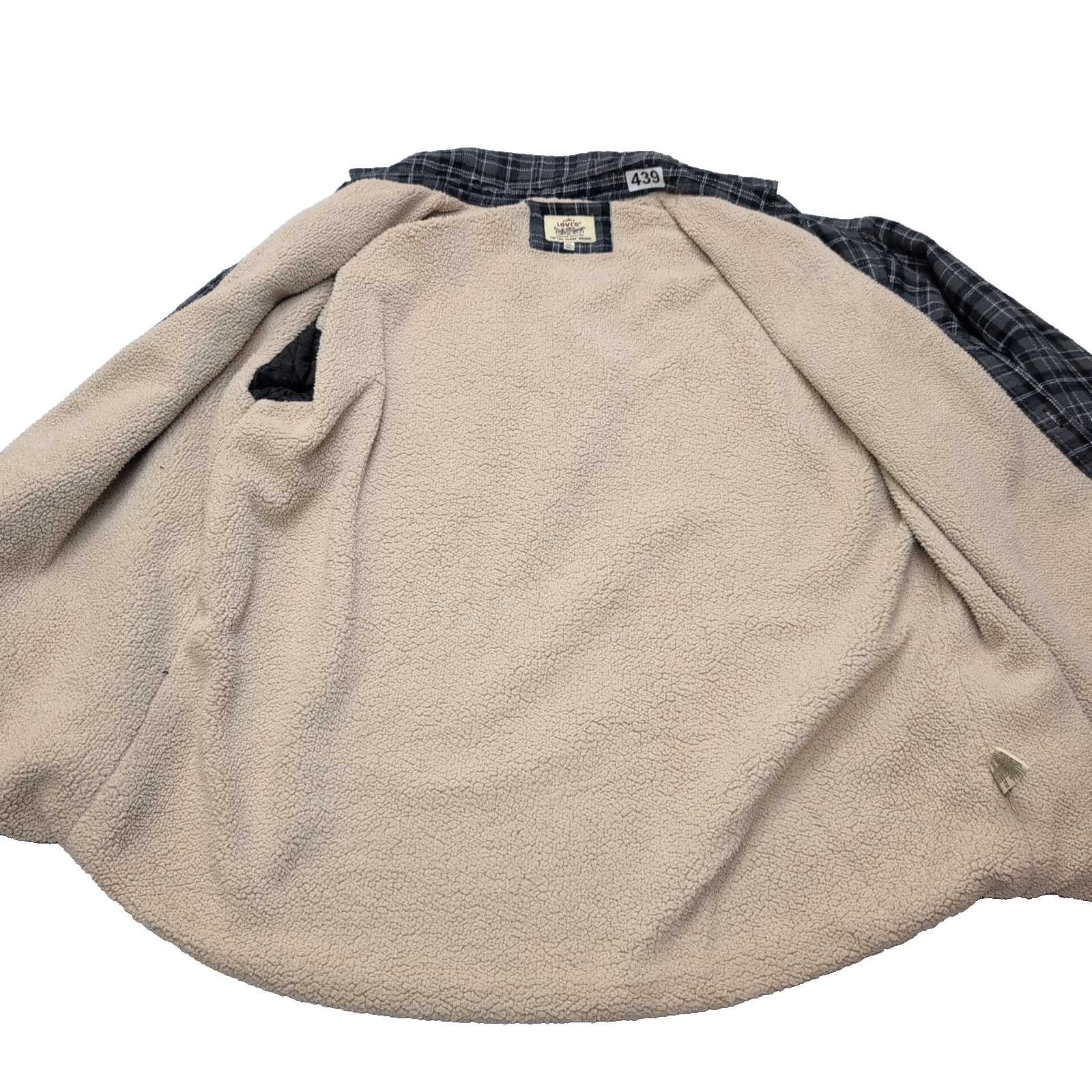 Surchemise Levi's Vintage Flanelle Carreaux Gris / Noir Doublée Sherpa Taille XL