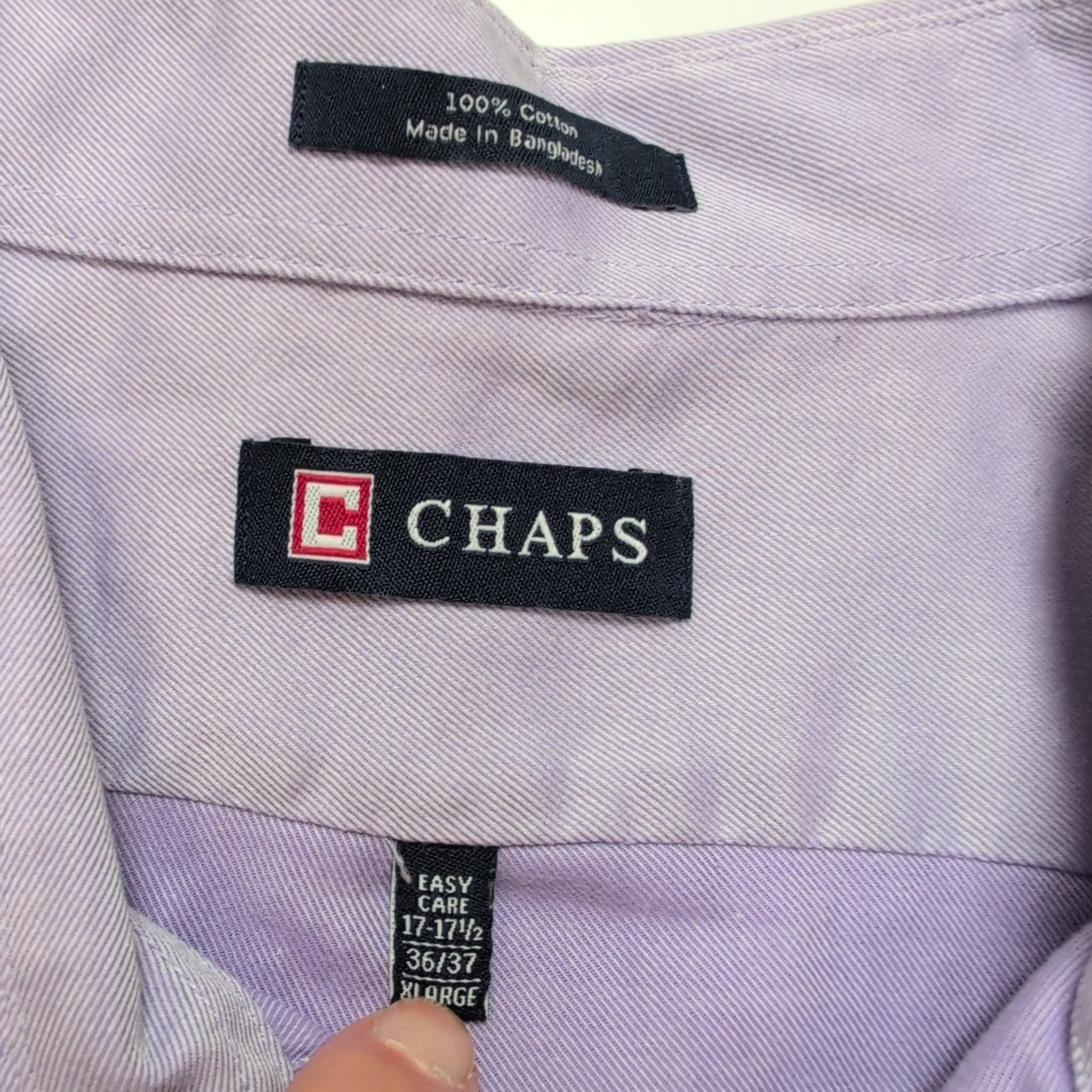 Chemise CHAPS violet lila uni 1 poche manches longues homme taille XL / XXL
