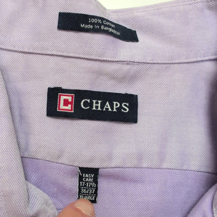 Chemise CHAPS violet lila uni 1 poche manches longues homme taille XL / XXL