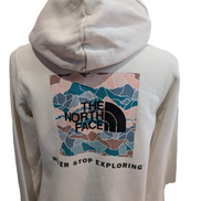 The North Face Sweat à Capuche Blanc - Grand Logo Carré au Dos - Taille XL Femme