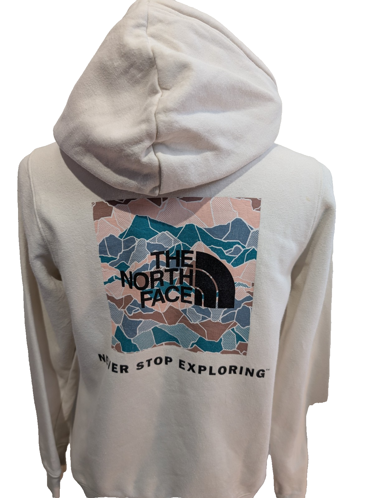 The North Face Sweat à Capuche Blanc - Grand Logo Carré au Dos - Taille XL Femme