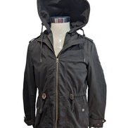 Tommy Hilfiger Denim Parka Veste Femme Noire Capuche Coton Ajustée M | 321BSR
