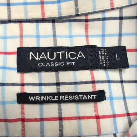 Chemise Nautica Classic Fit L Carreaux Bleu Rouge 100% Coton