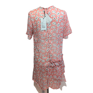 Robe Cubic M Rose Marguerites Manches Courtes Neuve Étiquette