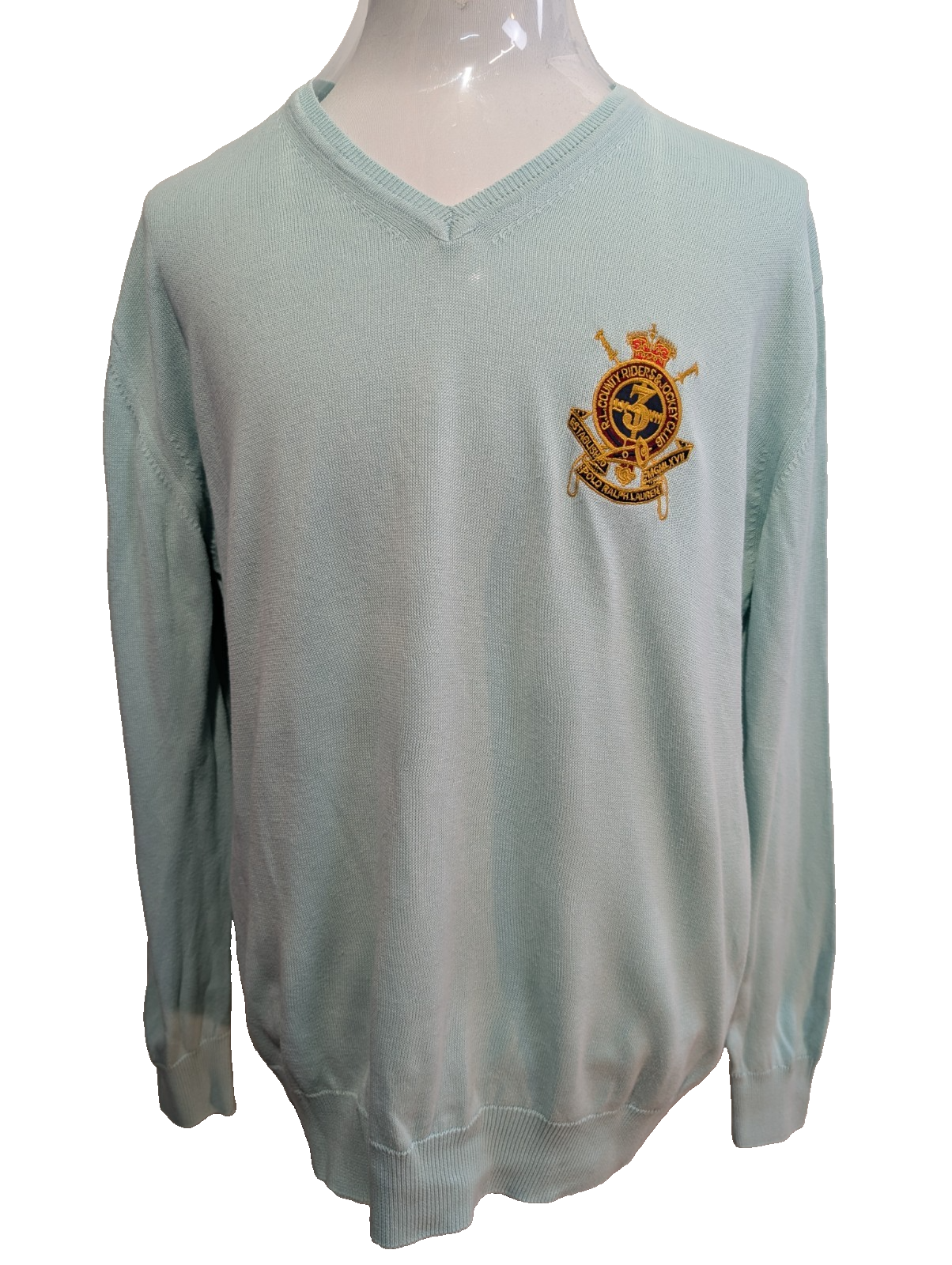 Pull Fin Polo Ralph Lauren Écusson Col V XL Vert Pastel 100% | 539WSR