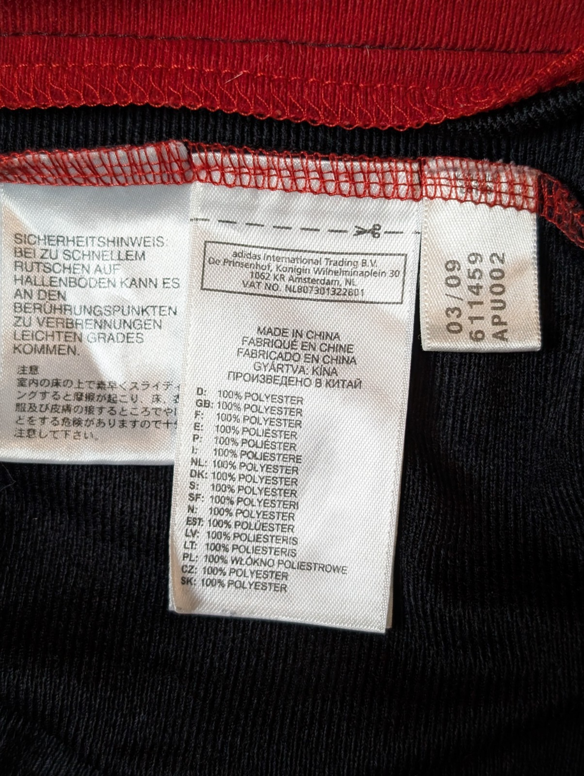 Veste de survêtement Adidas Rouge Taille L (Taille grand - Mesures réelles)