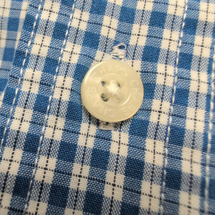 Chemise CHAPS Homme M à Carreaux Bleus et Blancs Manches Courtes Easy Care