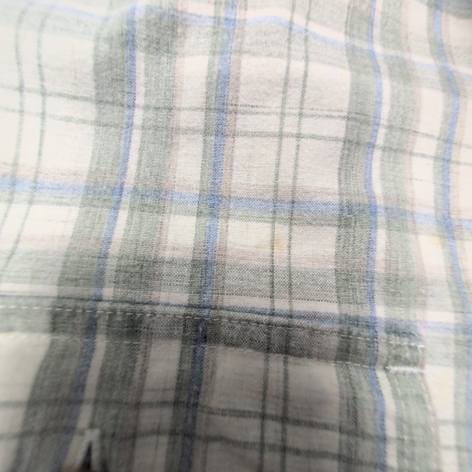 Chemise L.L. Bean à carreaux crème et kaki manches courtes taille XXL Homme