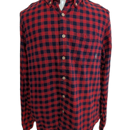 EDDIE BAUER Flanelle Rouge Marine L TBE Boutons Gravés 100% Coton | 330S