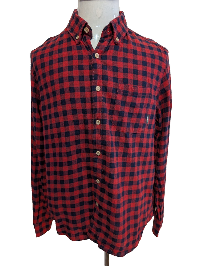 EDDIE BAUER Flanelle Rouge Marine L TBE Boutons Gravés 100% Coton | 330S