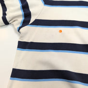 Polo Ralph Lauren Homme L Blanc Rayures Bleu Logo Rouge Manches Courtes