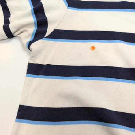 Polo Ralph Lauren Homme L Blanc Rayures Bleu Logo Rouge Manches Courtes
