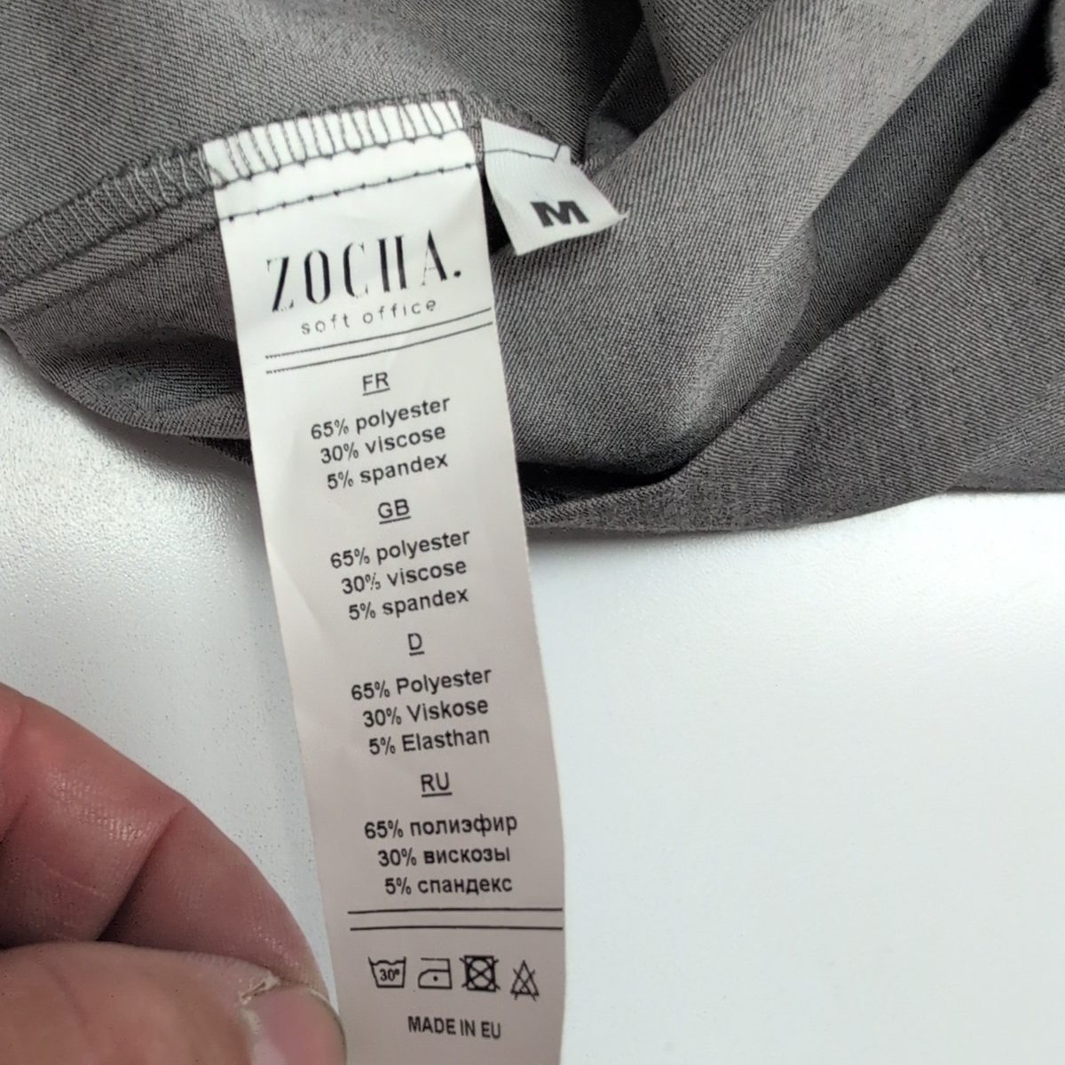 Robe ZOCHA M Grise Manches 3/4 Stretch Neuve Étiquette