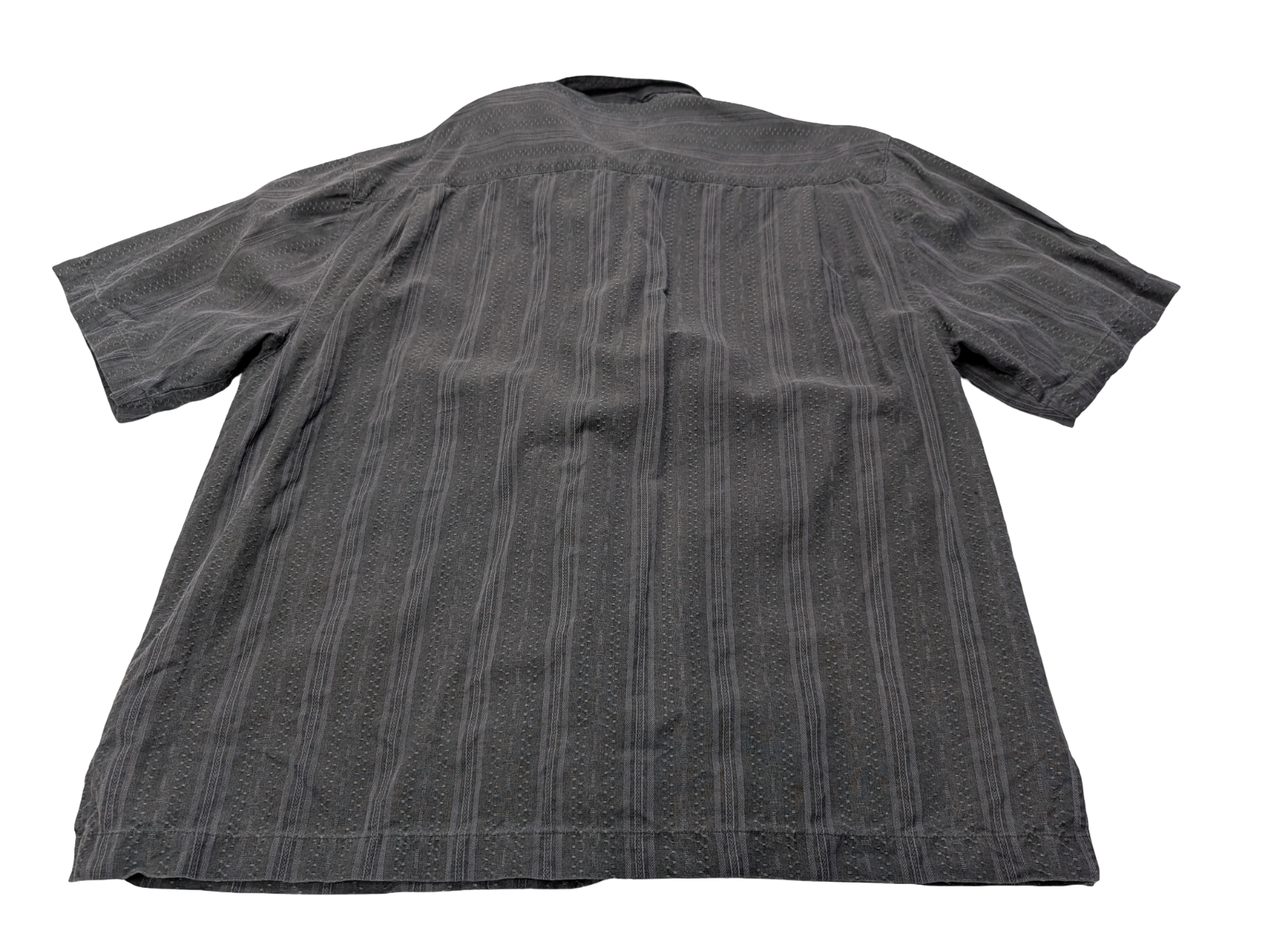 Chemise hawaïenne soie Boundary Bay gris foncé à rayures taille XL
