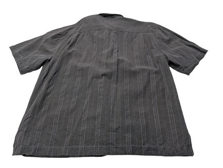 Chemise hawaïenne soie Boundary Bay gris foncé à rayures taille XL