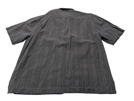 Chemise hawaïenne soie Boundary Bay gris foncé à rayures taille XL
