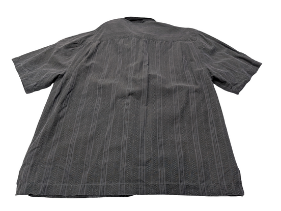 Chemise hawaïenne soie Boundary Bay gris foncé à rayures taille XL