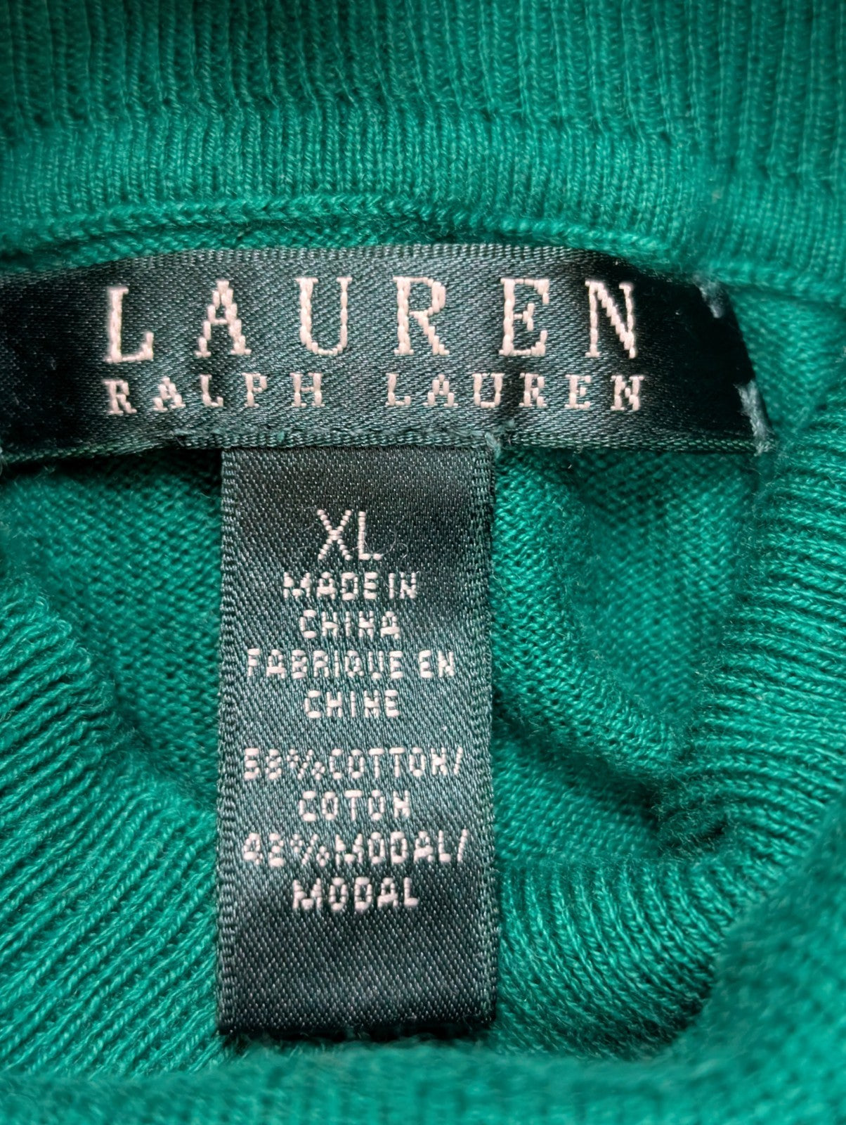 Pull Ralph Lauren (Lauren) Femme XL Col Roulé Douceur Coton Modal 🏷️