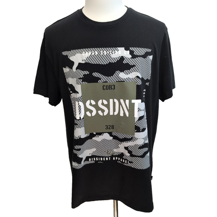 T-shirt Dissident Noir Camouflage Graphique Taille XL Coton Neuf Étiquette