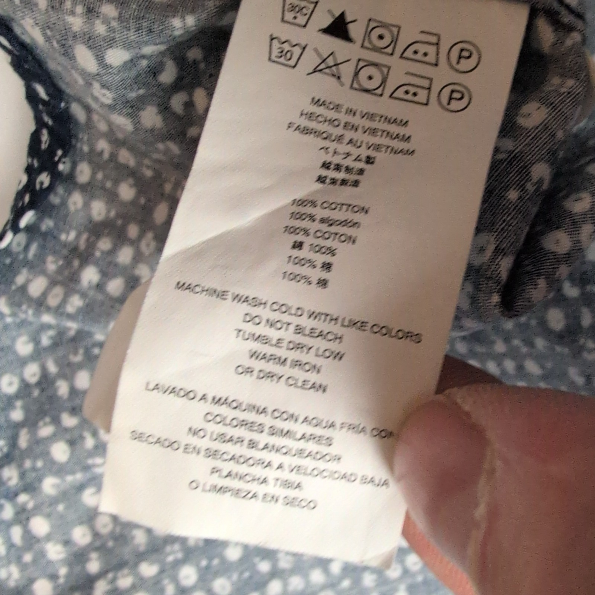 Chemise Michael Kors M Bleu Micro Motif Blanc 100% Coton manches longues
