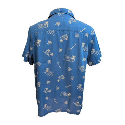 Chemise Hawaïenne Pendleton L Bleu Palmiers Voitures Coquillages Coton