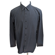 Chemise Calvin Klein L Bleu Marine Rayures Gaufrées Coton Manches Longues