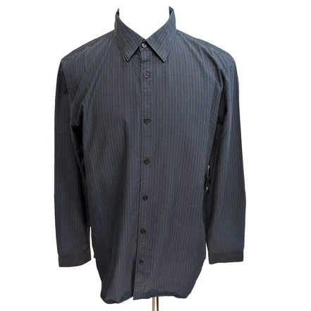 Chemise Calvin Klein L Bleu Marine Rayures Gaufrées Coton Manches Longues