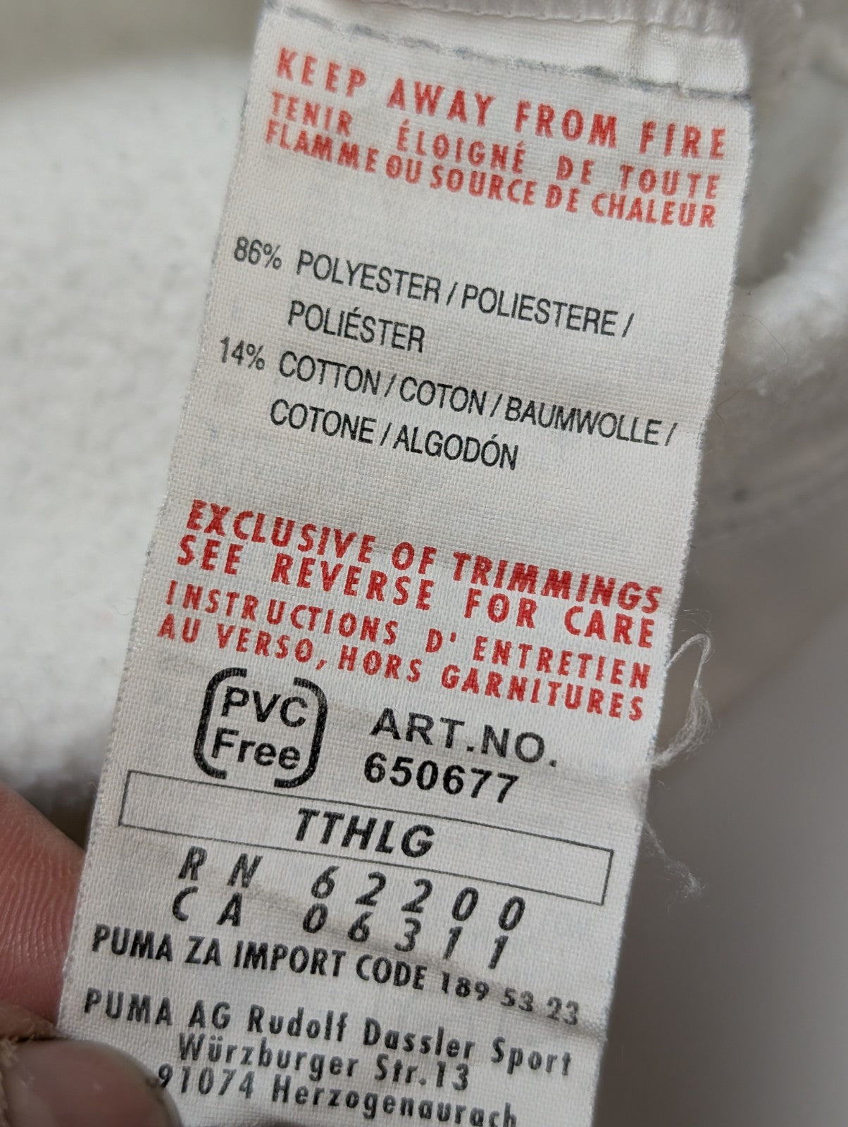 Sweat à Capuche Puma Blanc - Logo Gaufré & Détails Or - Taille L