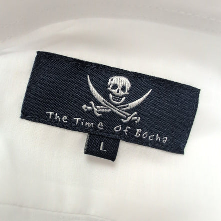 Chemise The Time Of Bocha L Neuve Étiquette Blanc Coton Logo Pirate Tête de mort