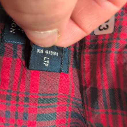 Chemise Ralph Lauren Big Shirt XL carreaux rouge noir logo marine manches longue