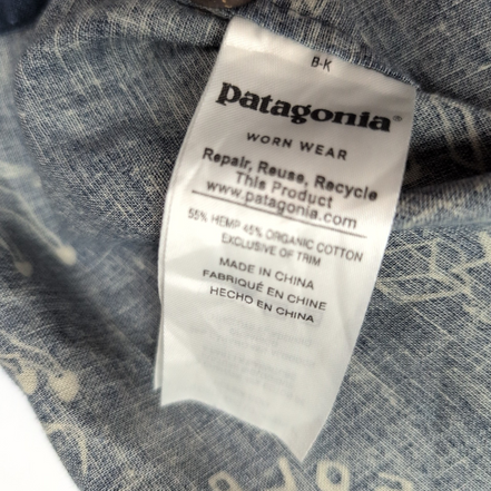 Chemise Patagonia XL Bleu Marine Motif Western Manches Courtes Chanvre Coton