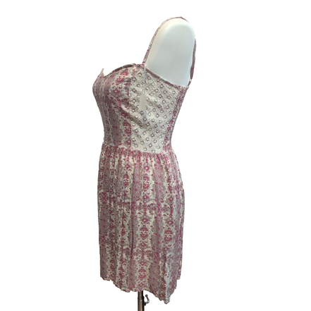 Robe Femme S Rose Crème Rayonne Bretelles Réglables Motif Bohème