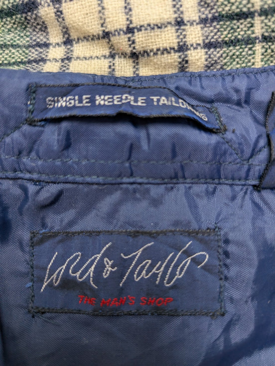 Lord & Taylor Chemise Flanelle Laine Carreaux Vert Bleu Marine L Vintage homme