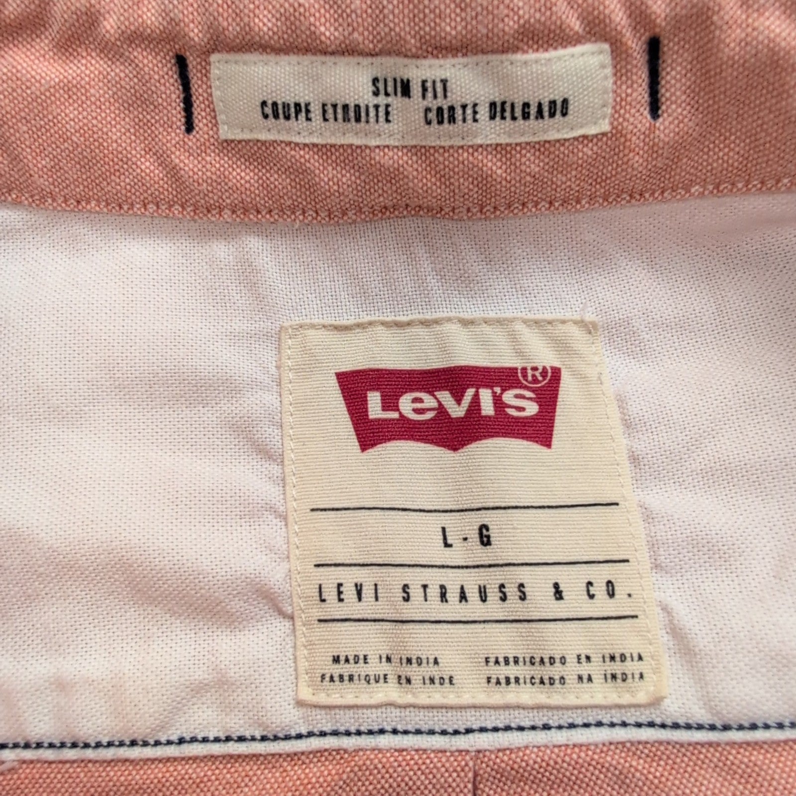 Chemise Levi’s Saumon Slim Fit Manches Longues Taille L